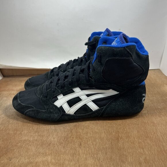 Vintage Asics Wrestling Shoes Mens 10 JL 404 Black White Blue High-Top Lace-Up main image 7
